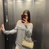 Abito in maglia con risvolto grey