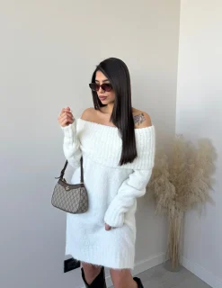 Abito in maglia extra caldo bianco