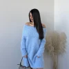 Abito in maglia extra caldo celeste