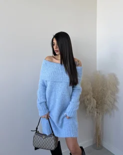 Abito in maglia extra caldo celeste