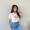 Blusa con foulard bianca