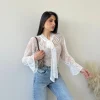 Blusa pizzo con fiocco bianca