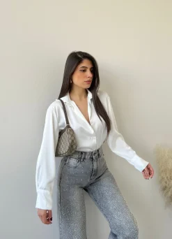Blusa simil raso bianca
