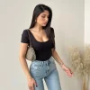 Body manica corta in modal nero