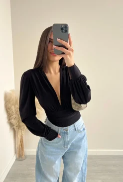 Body scollo a v e coppe nero