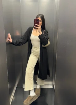 Cardigan lungo in maglia nero