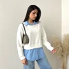 Felpa in cotone con camicia bianca