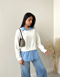 Felpa in cotone con camicia bianca