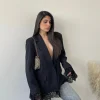 Giacca con pizzo nera