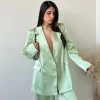 Giacca in simil raso oversize salvia