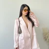 Giacca in simil raso oversize cipria
