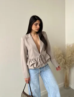 Giacca voulant con laccio tortora