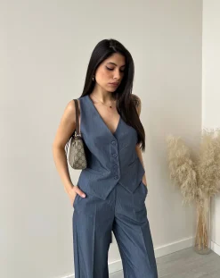 Gilet 4 bottoni blu