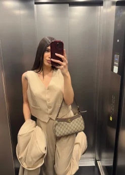 Gilet bacchettato beige