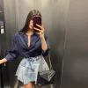 Gonna di jeans a balze blu jeans