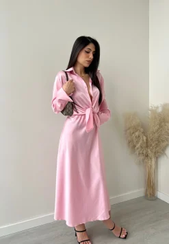 Gonna effetto raso rosa