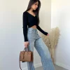 Jeans tempestato di brillanti
