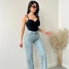 Jeans wide leg brillanti e strappi 2256/1