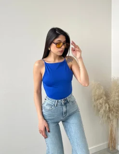 Maglia all'americana in modal blu