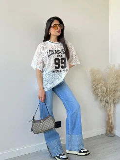 Maglia Los Angeles in pizzo bianca