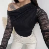 Maglia total pizzo nera
