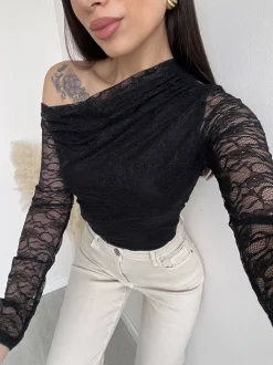 Maglia total pizzo nera