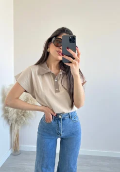 Polo bicolor beige
