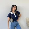 Polo bicolor blu