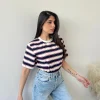 T-shirt a righe blu